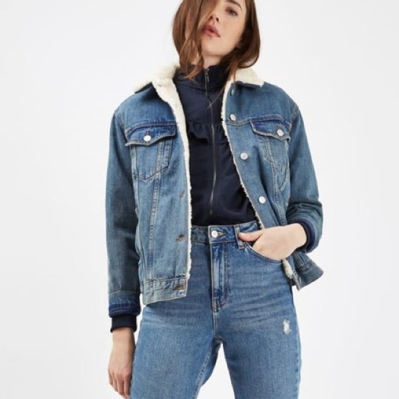 Jackets & Coats Moto Sherpa Lined Denim Trucker